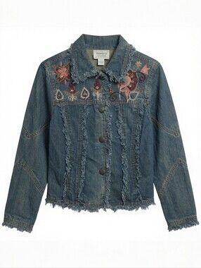 Flashback Couture Denim Jacket‎ Small Artsy Boho Indie Sleaze Festival Grunge